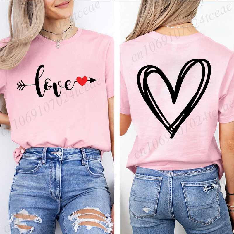 Street Fashion Couple - Women T-Shirts Street Valentine Leopard Love