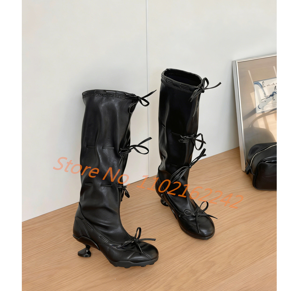 Bow-Tie Ballet Knee-High Boots - Street Fashion Runway avis et prix