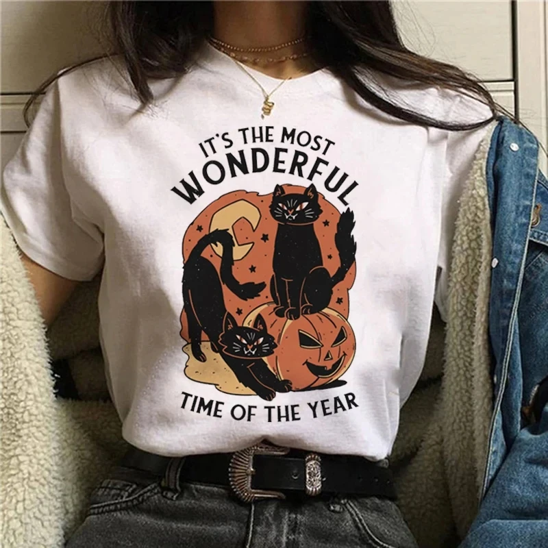 Cartoon Halloween Cat T-shirt  - Street Fashion Asian avis et prix