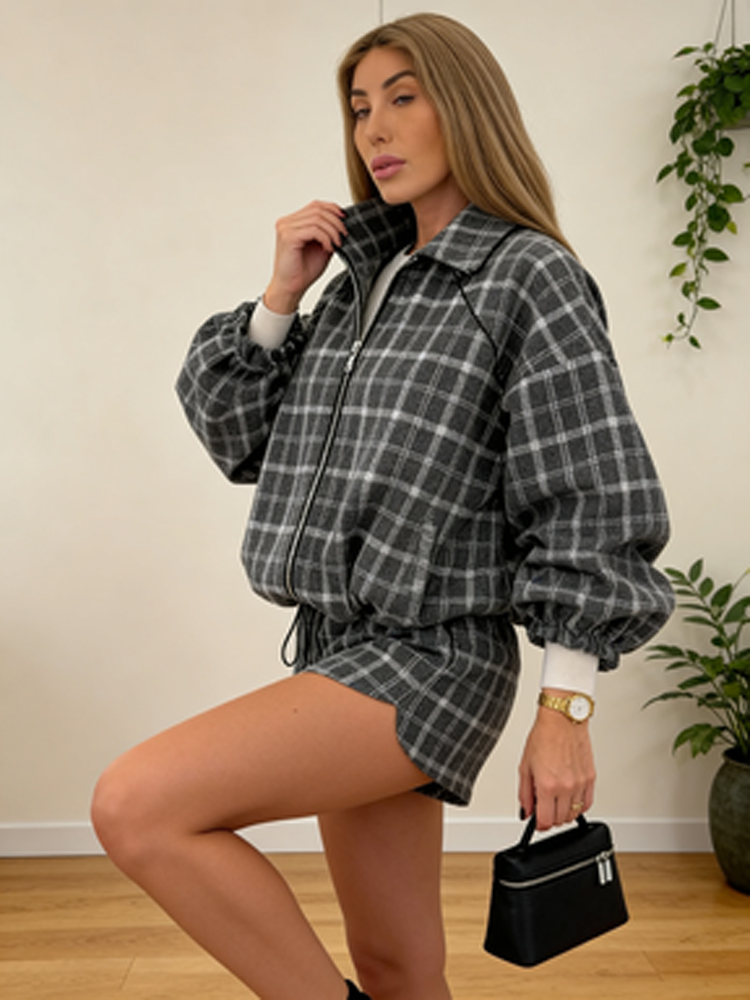 Women Casual Plaid Shorts Sets - Street Fashion Winter 2026 avis et prix
