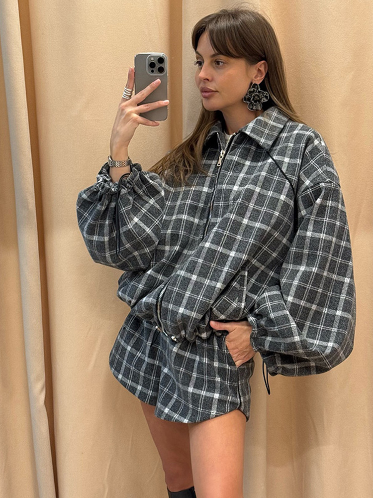 Women Casual Plaid Shorts Sets - Street Fashion Winter 2026 avis et prix
