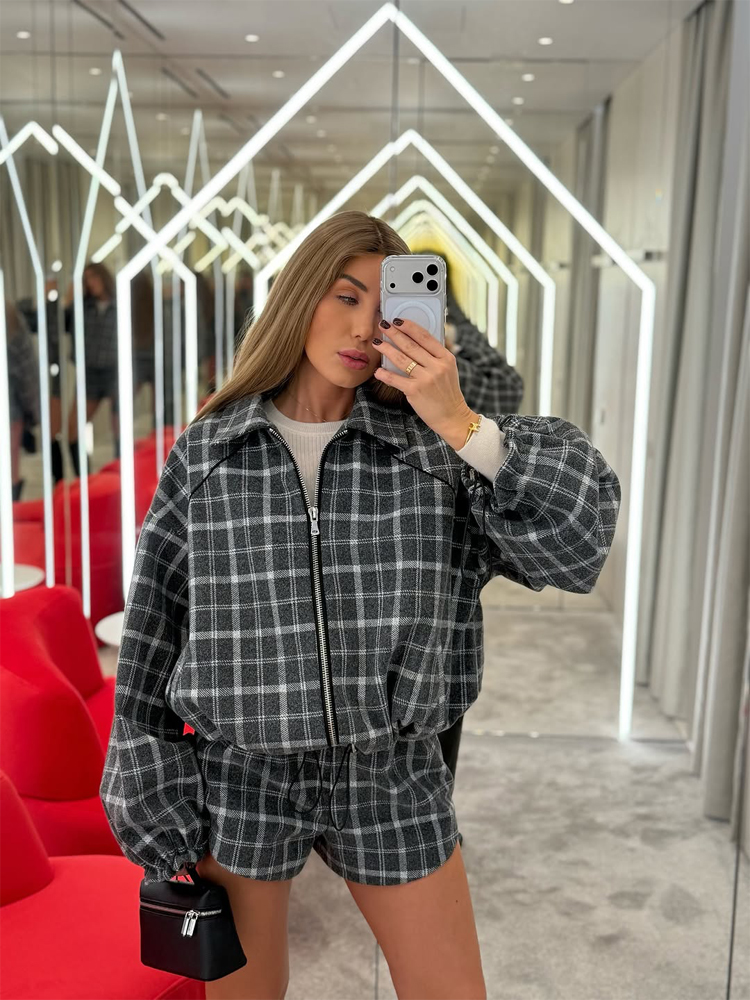 Women Casual Plaid Shorts Sets - Street Fashion Winter 2026 avis et prix