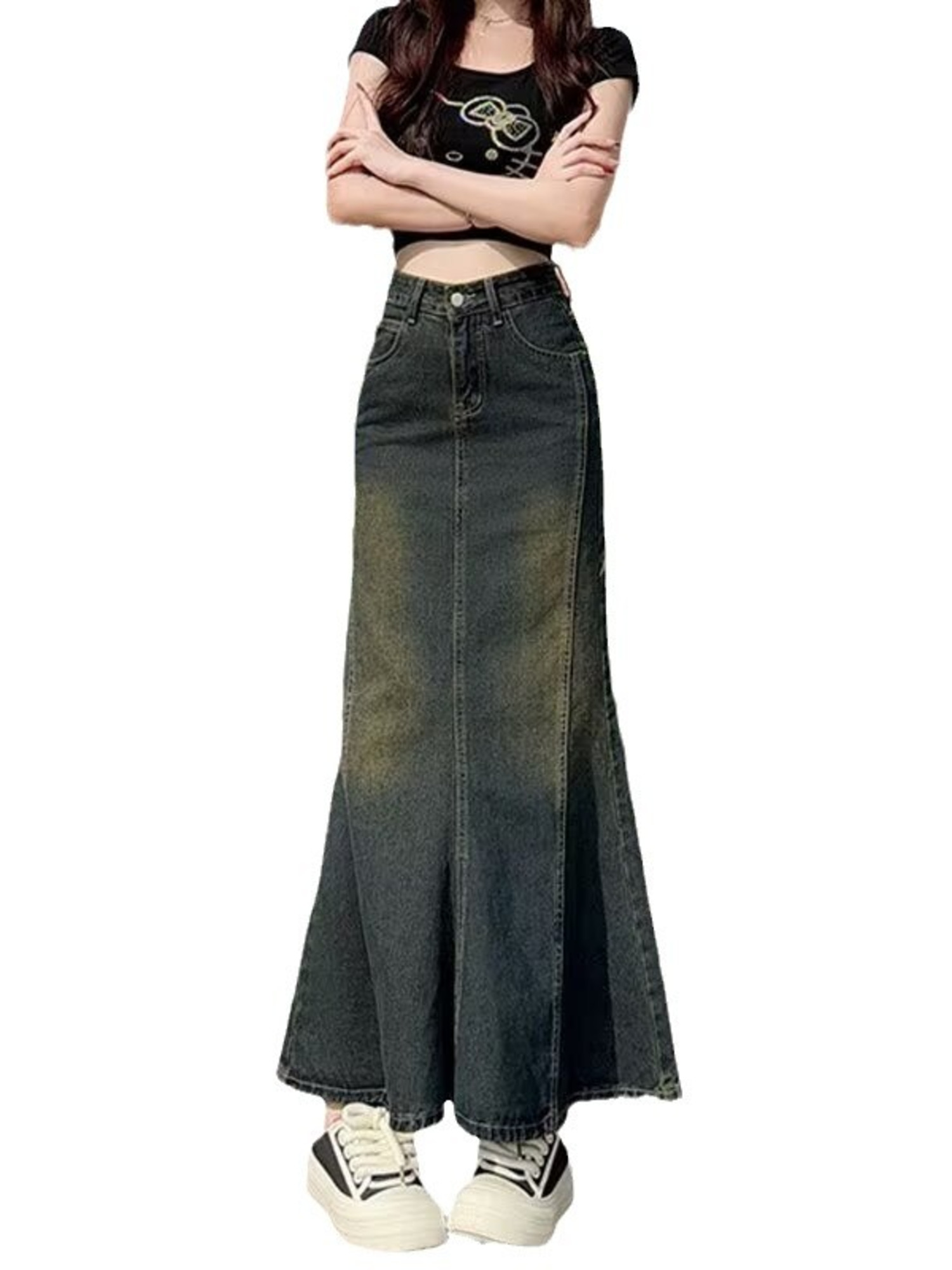 Women's Vintage Washed Denim M - Street Fashion Jeans Women avis et prix