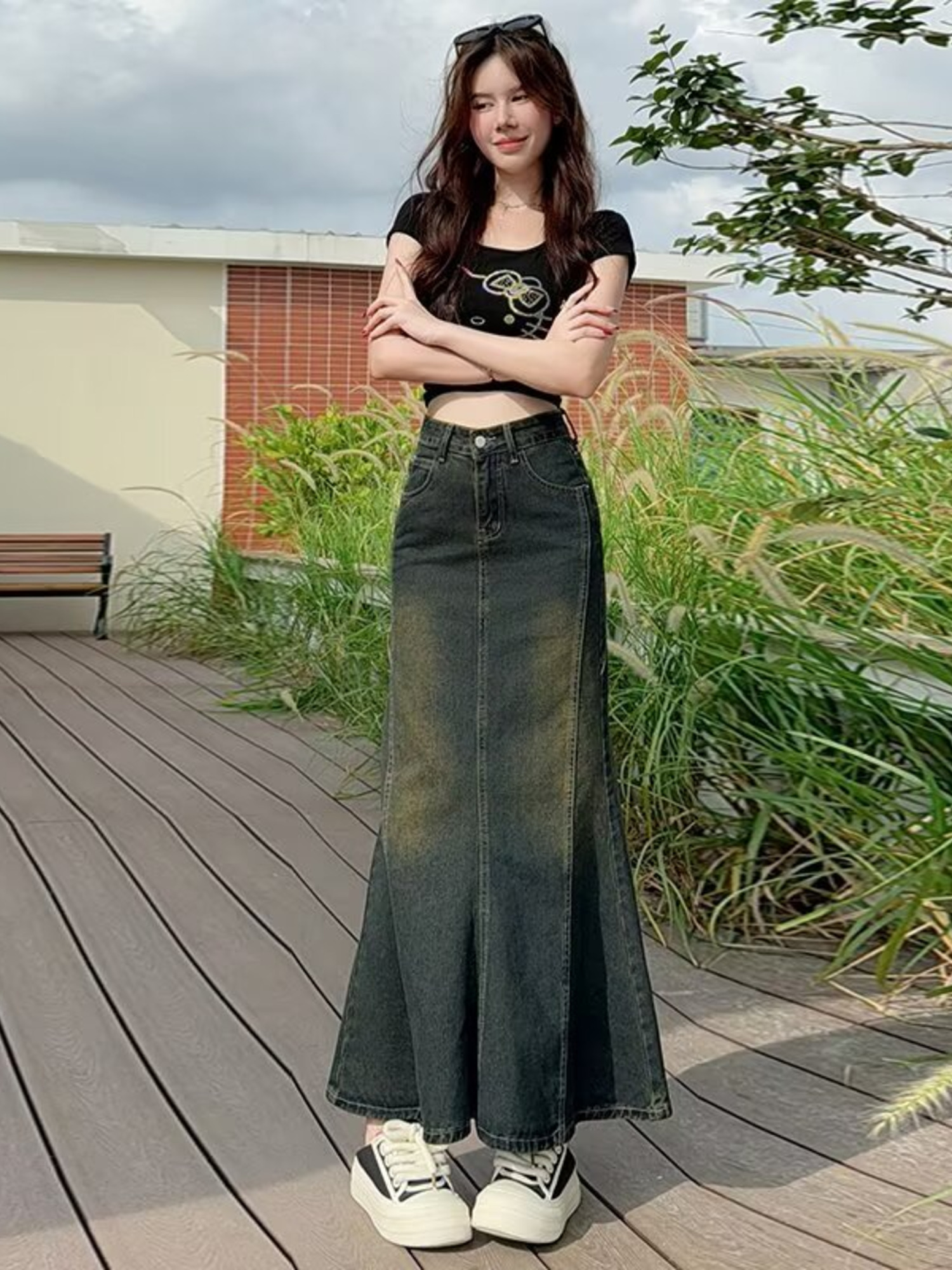 Women's Vintage Washed Denim M - Street Fashion Jeans Women avis et prix