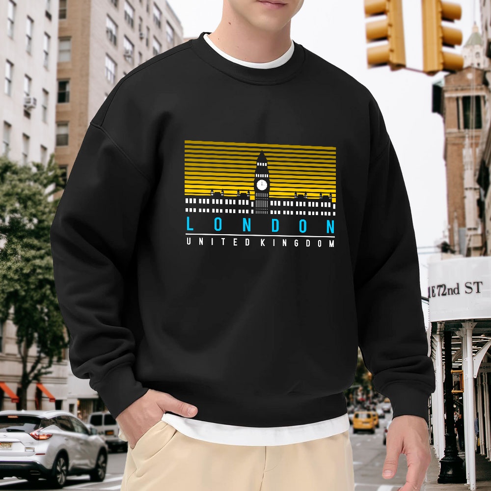 Men's Black Crew Neck Loose Sw - Street Fashion In London avis et prix