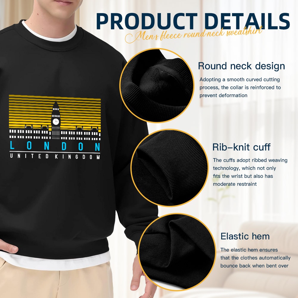 Men's Black Crew Neck Loose Sw - Street Fashion In London avis et prix