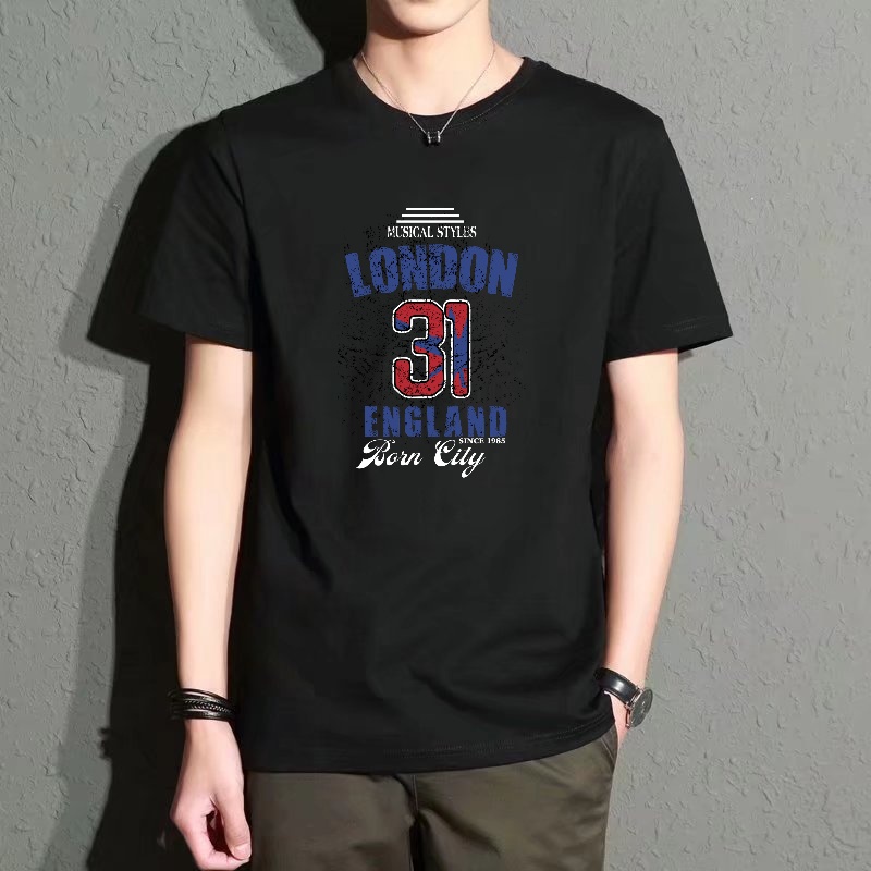 Men's Black Round-Neck Short-S - Street Fashion In London avis et prix