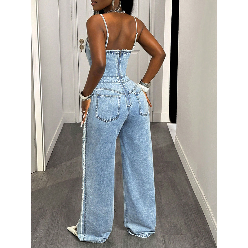 Benuynffy Sexy Spaghetti Strap - Street Fashion Jeans Women avis et prix