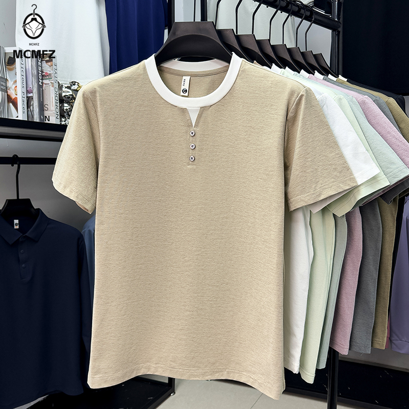 Men Casual Short Sleeve Henley - Street Fashion Men avis et prix