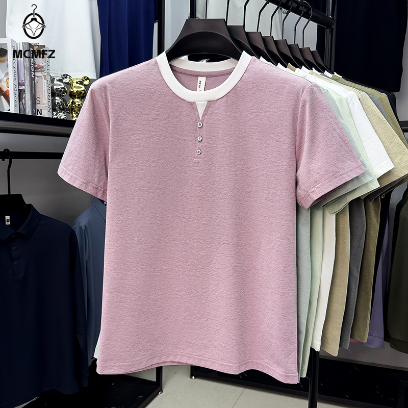 Men Casual Short Sleeve Henley - Street Fashion Men avis et prix