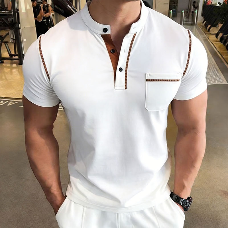 New Summer Men's Henry Collar  - Street Fashion Men avis et prix