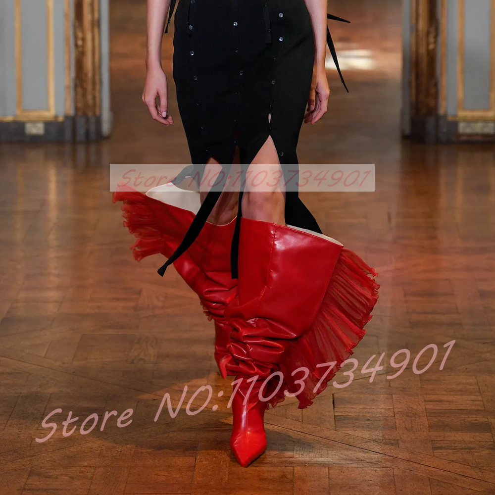 Ruffles Tulle Slouchy Sock Sty - Street Fashion Runway avis et prix